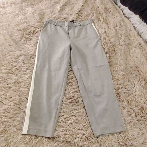Super chic gray Zara ankle pants with white stripe - Picture 1 of 8